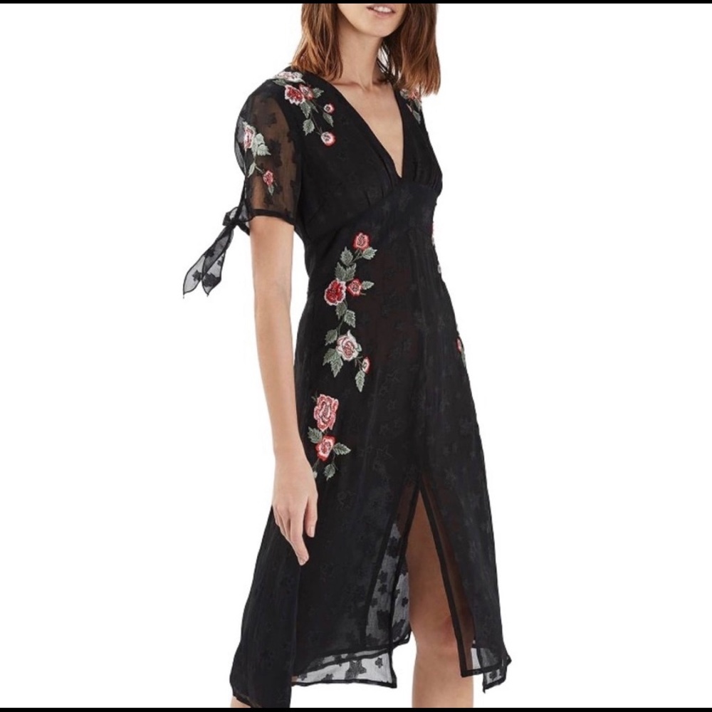 Embroidered Topshop Midi Dress